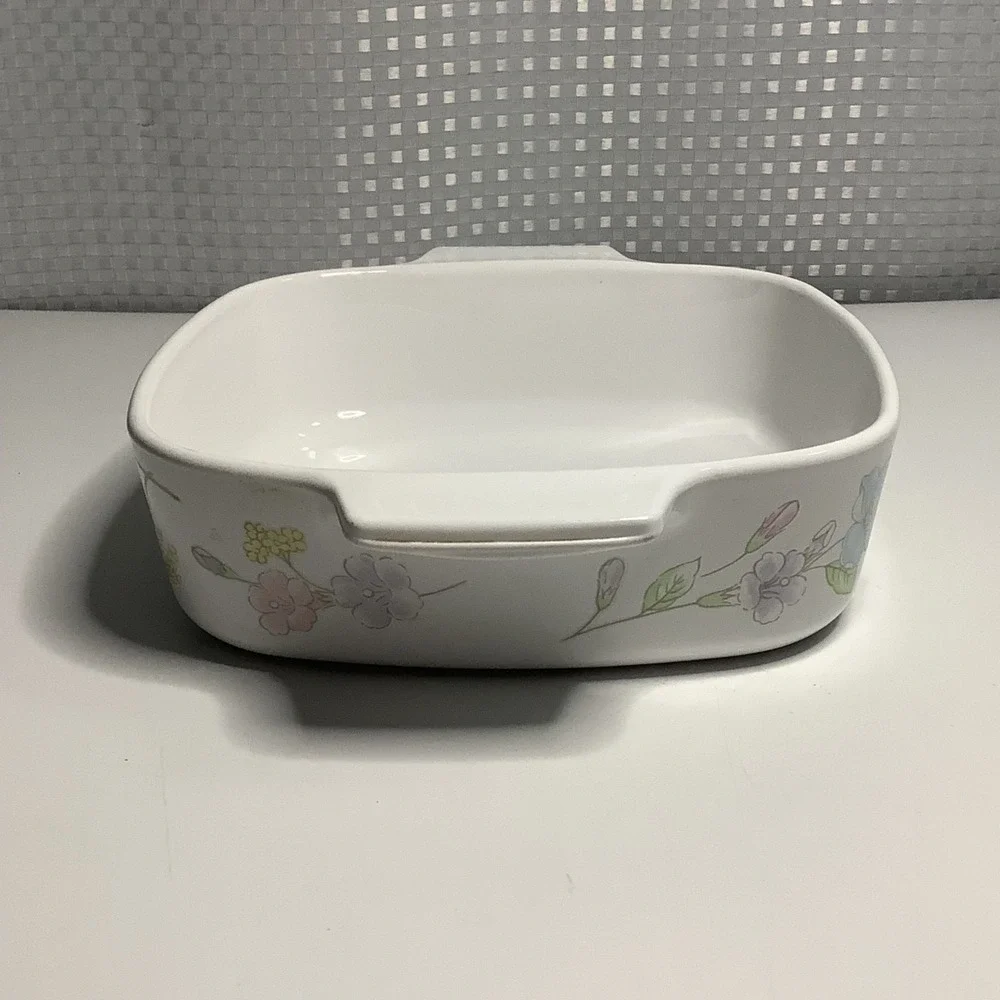Vintage Corning Ware  A-1-B 1 Liter Casserole Dish Pastel Bouquet No Lid